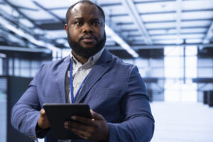 Technician In Data Center Using Device To Identify And Solve Technical Issues - ADF PRO