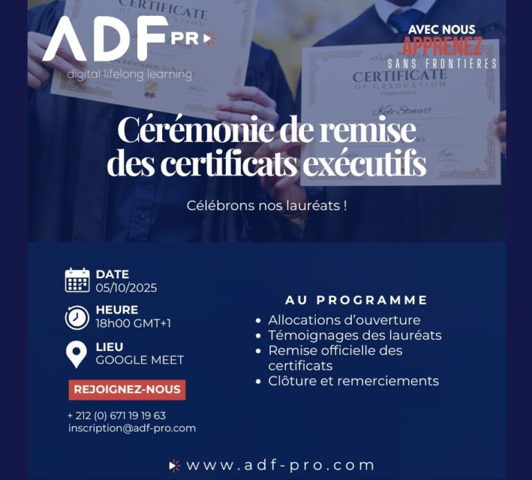 Cérémonie de remise des certificats exécutifs – ADF PRO